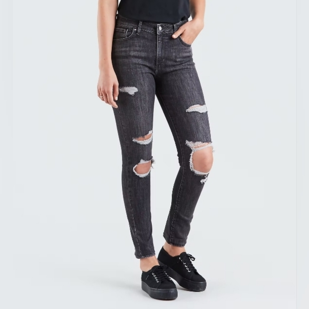 Women's Levi's 721 Grey Skinny Jeans - size 27